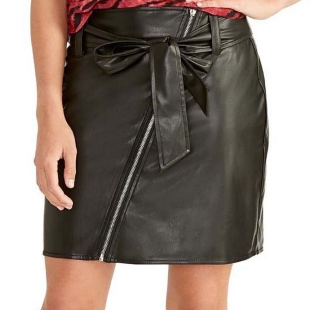 RACHEL ROY vegan leather belted skirt black size 14w NWT in packaging